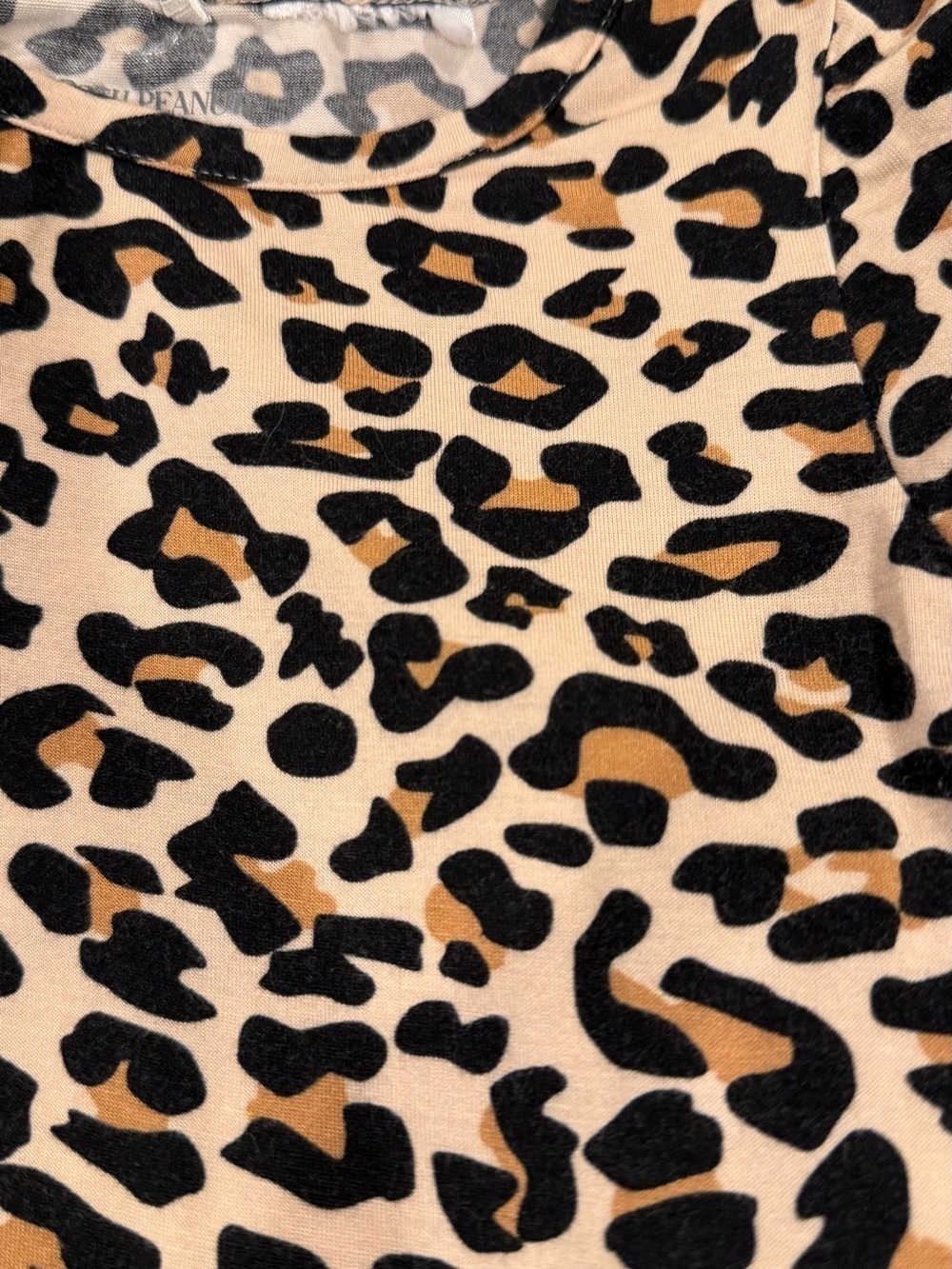 POSH PEANUT Girls' Leopard Ruffle-Hem Long Sleeve Top - Tan & Black Size 24m - Picture 2 of 5